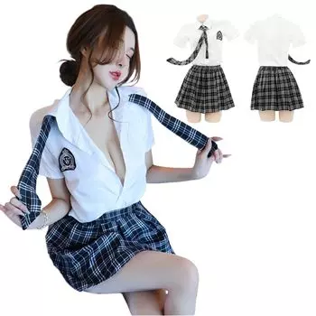 Матросский Большой Эротический Короткий Клетчатый Костюм на Хэллоуин [RTYOUTH] Униформа, Размер, Косплей, Сексуальный, Костюм, Рукав, Полный, Кроссдрессинг, Узор, Горничная,