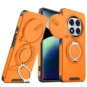 Matte Armor Ring Holder Phone Cases For Xiaomi Redmi Note 14 13 Pro Plus 14C 13 4G 5G Magnetic Slide Camera Protect Cover Fundas Redmi Note 14ProPlus&For Xiaomi Redmi