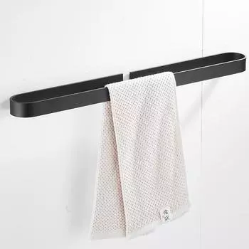 Matte Black Aluminium Bathroom Single Towel Shelf Rack Holder Bath Towel Hanger Bar Square DesignTowel Rail Bathroom Accessories