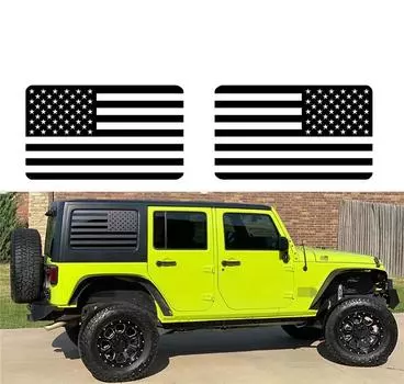 Matte Black American Flag Rear Window Decal For Wrangler Jl 4Door 2018-2022