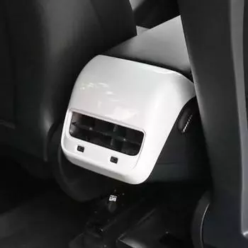 Matte White Car Rear Air Vent Outlet Conditioner Anti Kick Board Trim Handrail Cover For Tesla Model Y 3 Interior Accessories