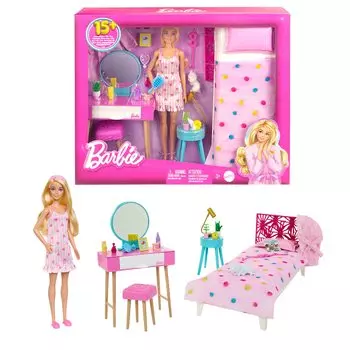 Mattel Barbie Барби Милая розовая кукла в фильме играет в возрасте лет и в спальне HPT55/Появилась «Барби»! ? [Набор для переодевания] [3 шт.]