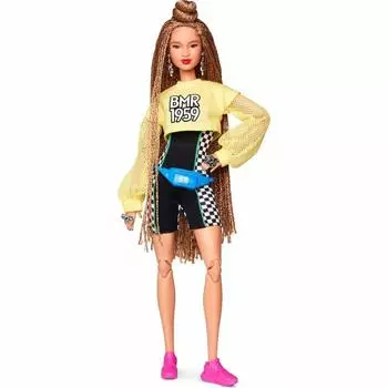 Mattel Barbie Barbie с волосами, заплетенными в косички, и кукла афроамериканка - BMR1959 шорты, подставка,