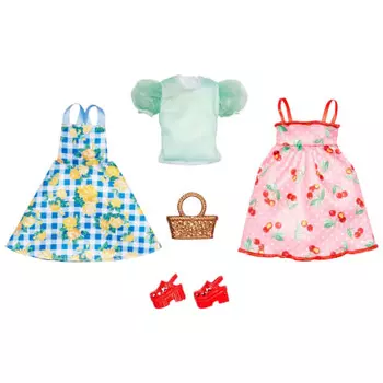 Mattel Barbie Fashion 2 Pack Flower Dress Set/Appeared in the movie Barbie ! ? [Dress-up doll clothes] [Reusable vinyl bag] [3 years old and up] HJT3