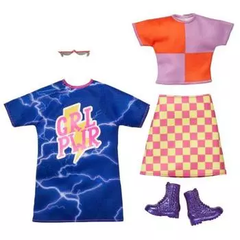 MATTEL Barbie Fashion 2 Pack Girl Power Dress & Setup [Reusable Vinyl Bag] [Dress-up Doll Clothes] [3 Years Old and Up] HBV69