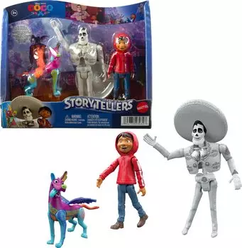 Mattel Disney Pixar Coco Storyteller Фигурки Remember Me Pack Аутентичные подвижные игрушки по мотивам фильмов Масштаб Мигель Эрнесто Собака Данте 4 дюйма