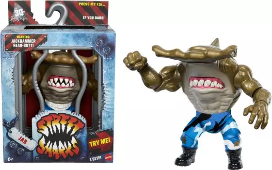 Mattel Фигурка Street Sharks, укус и удар головой, коллекционная игрушка, телевизор 90-х годов, получеловек, полуакула, герой, 6 дюймов