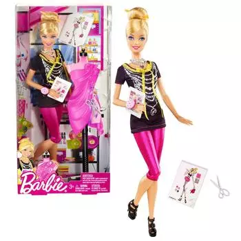 Mattel Год 2011 Barbie Can Series 30 см Кукольный набор Модный дизайнер БАРБИ с черно-розовыми модными ножницами Капри и туфлями «I Be» - (X2887) Верх, Колготки,