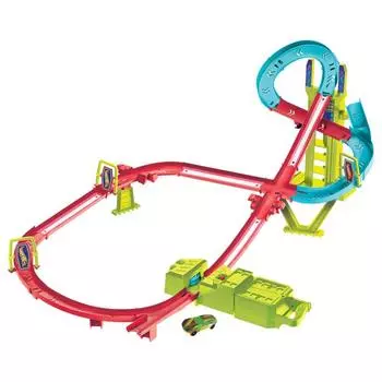 MATTEL Hot Wheels Neon Speeders Speed Circuit Playset с 1-летним ребенком и HPC07 [Игровой набор мини-машинка] [5 шт.] [Подарок]