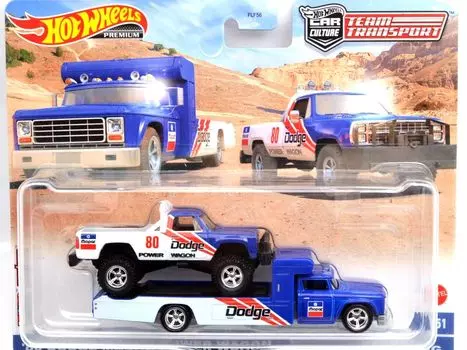 MATTEL HOTWHEELS Mattel Hot Wheels Scale Team Transport T Case Dodge Macho Power Wagon Retro 164 80 & Rig [Item]