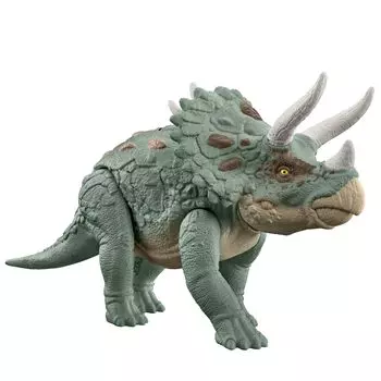 Mattel JURASSIC WORLD Большой трицератопс возрастом 10 лет и HTK79 Действие! [Игрушка динозавр] [Общая длина приблизительно. 35,6 см] [4 вверх]