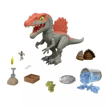 Mattel Jurassic World Crushivores Мини-фигурки динозавров Аксессуары Клетка Crusher Spinosaurus Открывающаяся игрушка с сюрпризами, такими как тесто и многое другое & - -