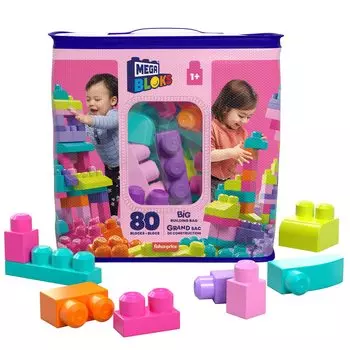 MATTEL MEGA BLOKS Mega Blocks для детей от 1 года и старше Множество упаковок из 80 блоков Розовый 1 год DCH62 [Набор блоков] [Из прошлого] [Настоящее]