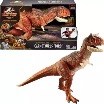 Mattel Мир Юрского периода (МИР ЮРСКОГО ПЕРИОДА) Супер большой карнотавр (Бык) [Общая длина: 91 см] [Возраст от 4 лет] HBY86