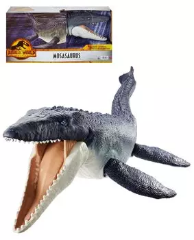 Mattel Мир Юрского периода (МИР ЮРСКОГО ПЕРИОДА) Завоеватель моря Мозазавр [Общая длина: приблизительно. 75 см] [Возраст от 4 лет] HNJ56 Navy Large