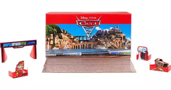 MATTEL Scale Disney Pixar Тачки 2 Набор диорамы с 5 мини-машинками 155