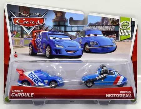 MATTEL WGP CAROULE BRUNO Mattel World Grand Prix Sareur Bruno Франция набор 2013 Disney-PIXAR ТАЧКИ РАУЛЬ И МОТОРО Тачки Рауль МОТОРО 2-машина