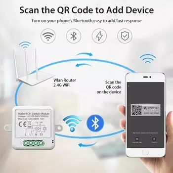 Matter WIFI Smart Switch Module Relay Breaker HomeKit Wireless Control Breaker работает с Siri Alexa Google Home Smart Home Life