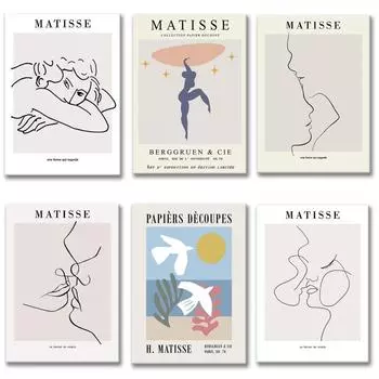 Mattis абстрактная линия холст постер и принты минималистичные скандинавские настенные художественные картины для домашнего использования 21cm30cm NoFrame