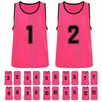 Matunoki Bibs Командный нагрудник для номеров Детский спортивный местный орган власти Начальная школа Один размер подходит набор из 12 жилетов, жилет, сетка, дети, 1-12, розовый