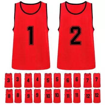 Matunoki Пронумерованный номерной знак Униформа Команда для номеров Спорт Спорт Спорт Местное правительство Один размер подходит набор из 12 номеров, жилет, номер, жилет, сетка, для взрослых, красный