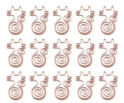 [mau] Набор из 15 зажимов для офиса в виде кошки из розового золота Удобный (Кошка)