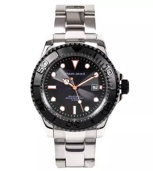 [Mauro Gerardi] Солнечные 3-х стрелочные часы с датой, водонепроницаемые, 10 АТМ, MJ061-1, мужские, серебристые