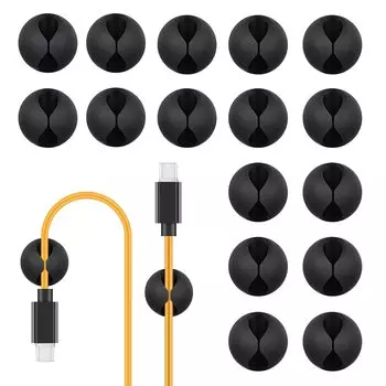 MAVEEK зажим для шнура зажим для кабеля для хранения кабеля с прочной задней частью 15 шт. черный