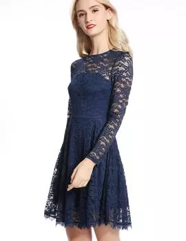 Mavis Laven Женское вязаное крючком кружевное платье с открытой спиной и длинными рукавами S белый