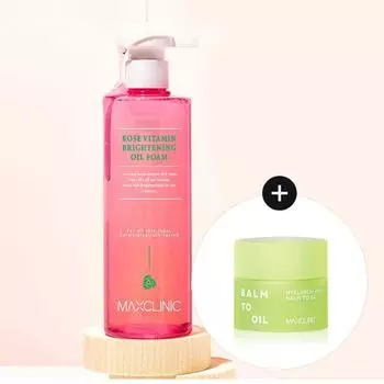 Max Clinic Rose Витаминное осветляющее масло для пенообразования, большая емкость, 310 г (+ Бальзам к маслу 5мл), Корея очищение 310g rose + 5ml balm to oil