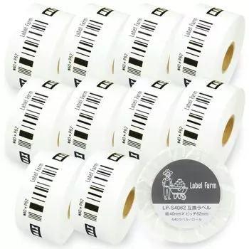 Макс. совместимая пищевая этикетка 40 мм x 62 мм для серии RakuLabe LP [Label Farm] LP-S4062 (10 рулонов) и т.п.