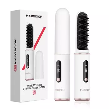 MAXGROOM Термощетка Беспроводная MCH Постоянная температура нагрева 3D Гребень Зубцы Светодиодная регулировка температуры 4 уровня Светодиодная многофункциональная защита Умная температура белый