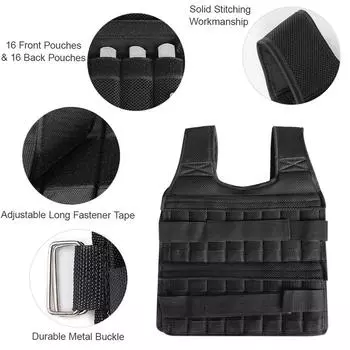 Максимальная нагрузка 15 кг/35 кг Регулируемый утяжеленный жилет Вес куртки Вес нагрузки Прочность ткани 35kg