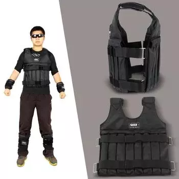 Максимальная нагрузка 20 кг, регулируемый утяжеленный жилет, весовая куртка для тренировок, бокса, тренировочный жилет чёрный