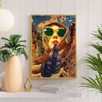 Максималистское настенное искусство Фанки Трендовый ретро-принт Картина на холсте Квартира Эклектичные постеры Винтажное украшение для дома Картины 21x30cm No Framed