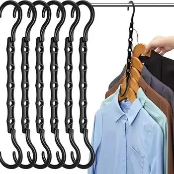 Maximize Your Closet Space with 6 Pack Magic Hangers - Sturdy Plastic for Heavy Clothes Storage! 6pcs