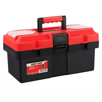 MAXPOWER Tool Tool Box Storage Small Tool Box Made of Plastic Waterproof with Removable Tray with Fixed Sudual Lock Red Width 36 x Depth 16 x Height