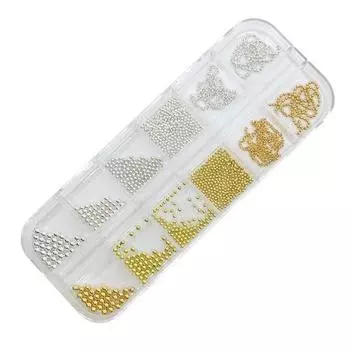 May Brown Cheek Charm Chain Nail Parts MS0068 Набор из 12 предметов, серебро золото, 1 комплект