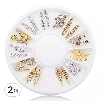 May Brown Nail Parts 06 Line Crystal Nail Stones 12 типов, разные цвета, 2 штуки