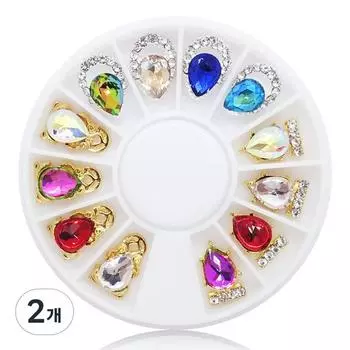 May Brown Nail Parts 12 алмазных камней для ногтей с каплями воды, 12 типов, разные цвета, 2 штуки