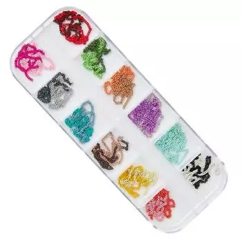 May Brown Nail Parts Цепочка для ногтей, набор из 12 предметов A MSM33, 1 комплект, разные цвета