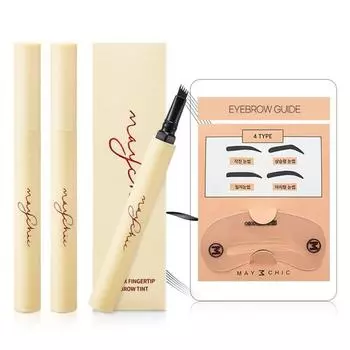 May Chic Long Fix Finger Tip Eyebrow Tattoo Eyebrow Tint 1.2g, light brown, 3 pcs.