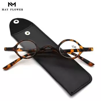 May Flower Smart Male s Glasses Retro Reading Glasses Round Male Eye Glasses With Case Men s Frame Round Grade Glasses oculos +2 +150 чёрный