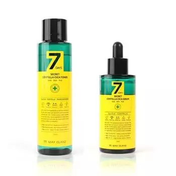 MAY ISLAND 7 Days Secret Centella Cica SERUM TONER SET (150 мл + 50 мл) AHA, BHA, PHA, отбеливание и против морщин