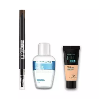 MAYBELLINE Fashion Brow Powder In Pencil N Foundation Mini Size Eyebrow Natural Dark Brown [средство для снятия макияжа + в комплекте] BR-1