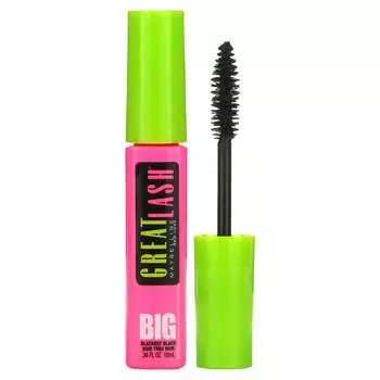 Maybelline Great Lash, Большая тушь для ресниц, 130 Blackest Black, 0,34 жидких унций (10 мл)