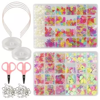 MayCreation Handicraft Bead Kit Bead Accessories with Storage Case Bracelet Necklace Craft (Gummy)