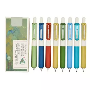 Maydahui 8 шт. стильная мини-шарикова ручка Morandi цветная черная симпатичная карманная гелевая шариковая ручка с ручкой, легко пишущая канцелярия для офиса подарок