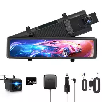 Maydolly Dash Фронтальная и Задняя Двойная 4K GPS 4K IPS UHD SONY Сенсорная Ночная Широкоугольная Автоматическая Аварийная Ударная Непрерывная Парковка Движение Легкая Японская чёрный