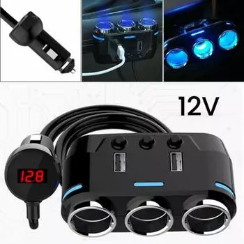 Mayitr Новый 3-полосный автомобильный прикуриватель, разветвитель, двойной USB-адаптер для зарядного устройства для телефона